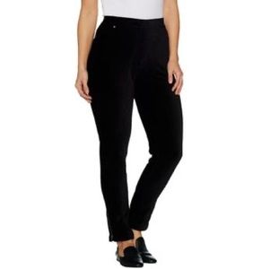 Susan Graver Black Velvet Straight Leg Stretchy Pants